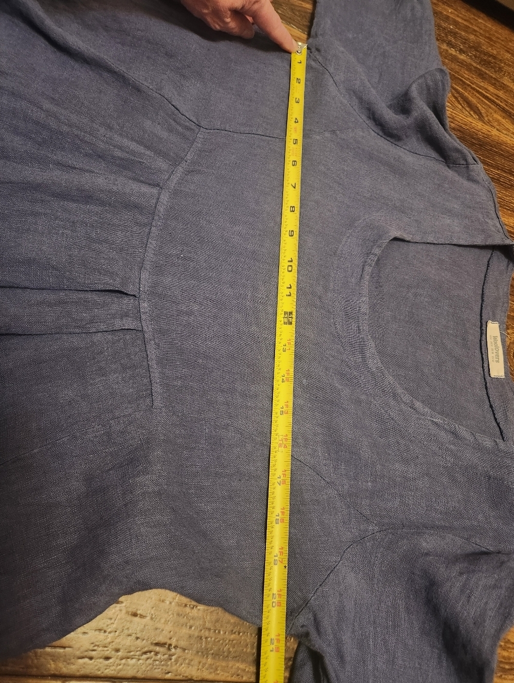 WoolOvers 100% Linen Relaxed Tunic Pocket Dress Blue Size 8 EUC - Picture 3 of 10